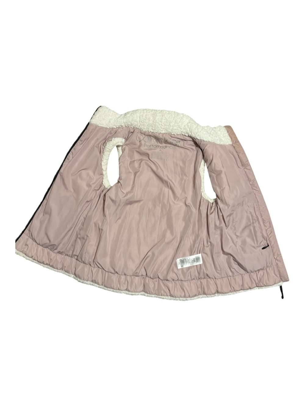 Calvin Klein Quilted Sherpa-Trim Vest in Mauve with Black Zipper - Picture 4 of 10